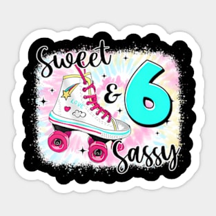 Sweet Sassy And Six Birthday For Girls Skater Sticker